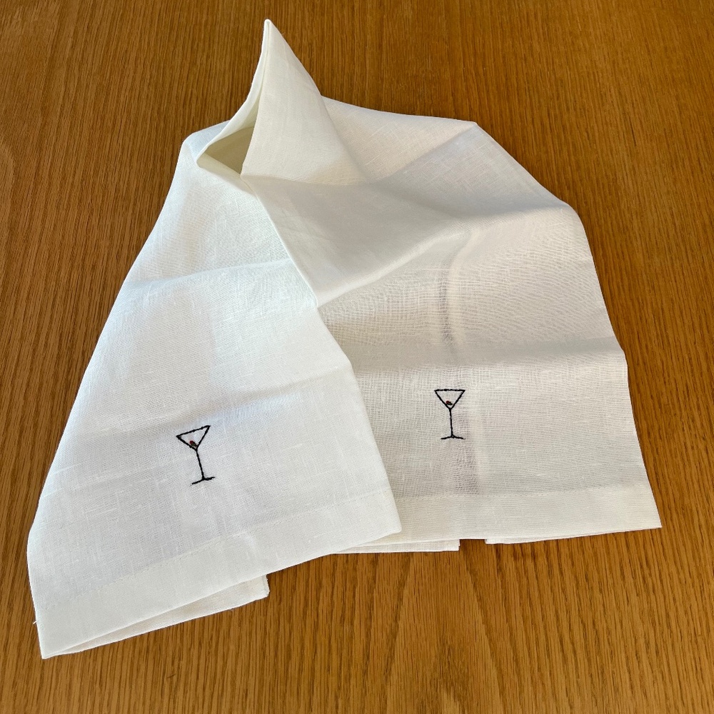 HAND EMBROIDERED LINEN DISH TOWEL
